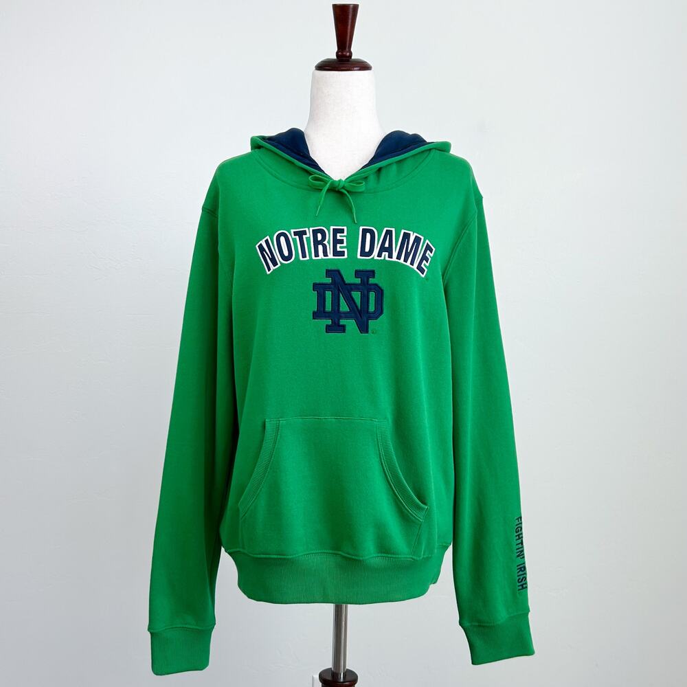 Colosseum Notre Dame Fightin' Irish Women's Green Fleece Pullover Hoodie LARGE
